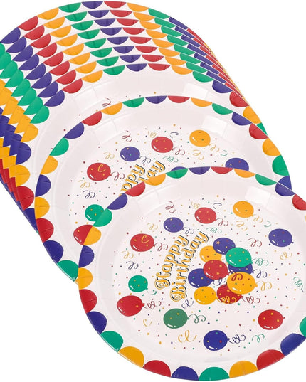 10 Farfurii de Unica Folosinta, din Carton,Model Happy Birthday