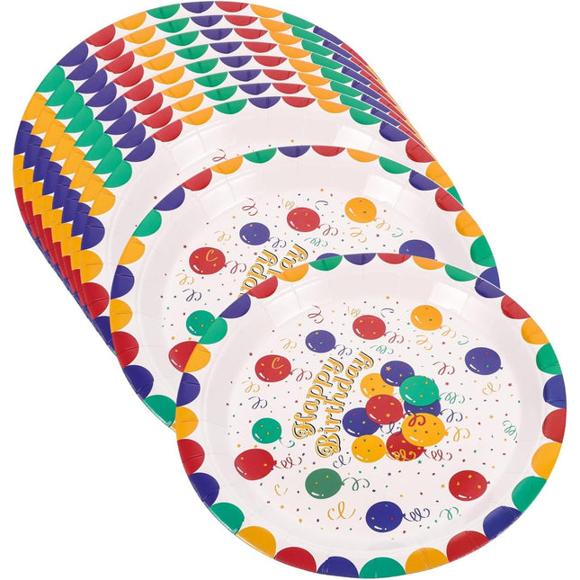 10 Farfurii de Unica Folosinta, din Carton,Model Happy Birthday