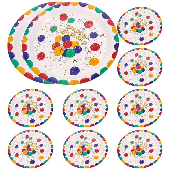 10 Farfurii de Unica Folosinta, din Carton,Model Happy Birthday