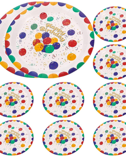 10 Farfurii de Unica Folosinta, din Carton,Model Happy Birthday
