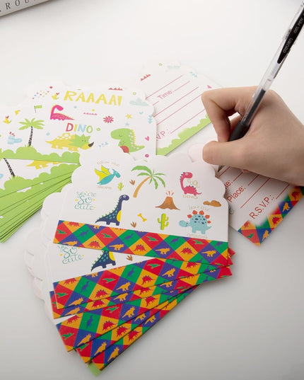 10 Invitatii pentru Petrecere, Colectia Dino Park,din Carton