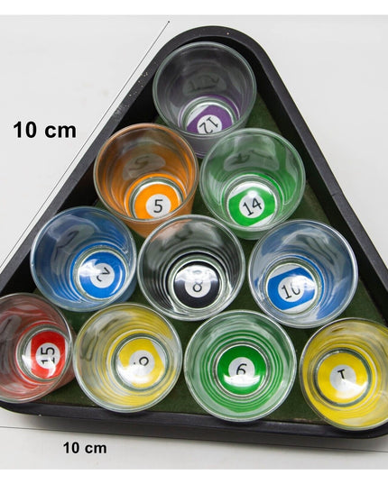 10 pahare de shot cu Suport de Biliard, 30 ml, din sticla