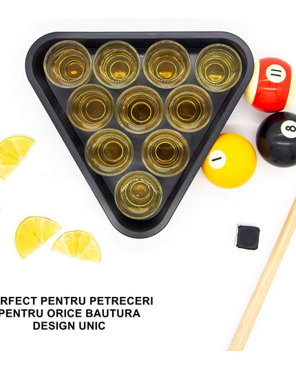 10 pahare de shot cu Suport de Biliard, 30 ml, din sticla