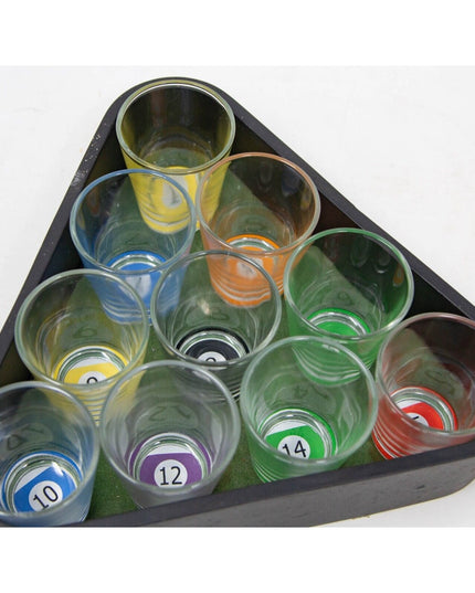 10 pahare de shot cu Suport de Biliard, 30 ml, din sticla