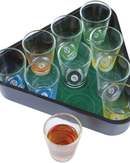 10 pahare de shot cu Suport de Biliard, 30 ml, din sticla