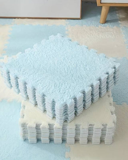 10 Piese Covor tip Puzzle, Spuma EVA, Pufos,Baby Blue