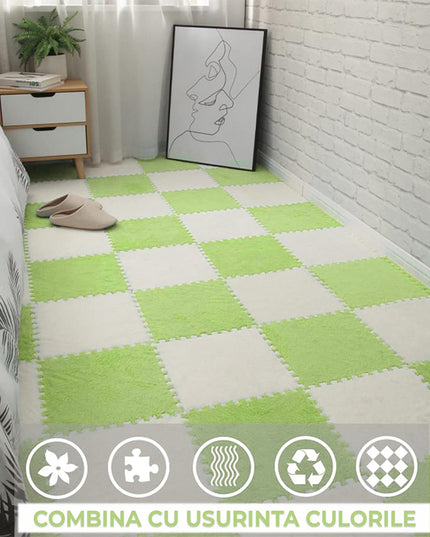 10 Piese Covor tip Puzzle, Spuma EVA, Pufos