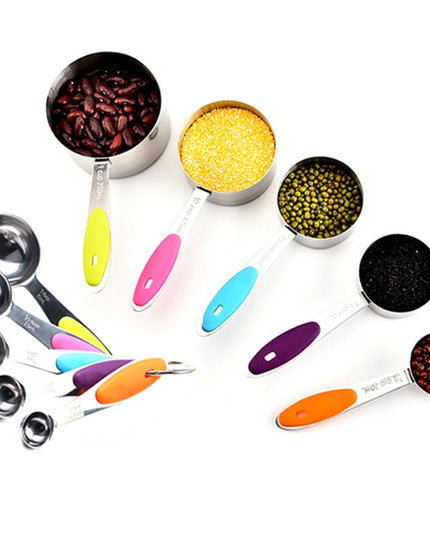 10 Piese de Masurare, 5 Linguri Gradate + 5 Cesti Gradate, Otel Inoxidabil + Silicon