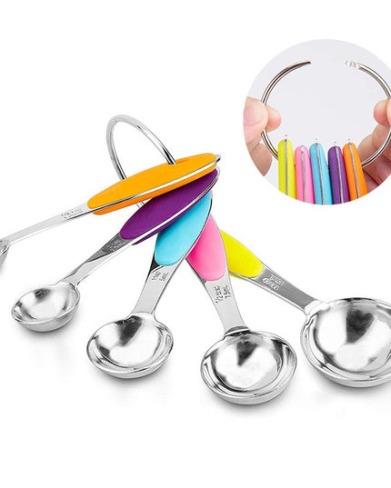 10 Piese de Masurare, 5 Linguri Gradate + 5 Cesti Gradate, Otel Inoxidabil + Silicon