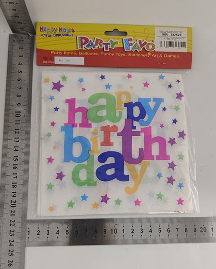Set 10 Servetele de Masa, Colectia Happy Birthday, 32 x 32 cm, din Hartie