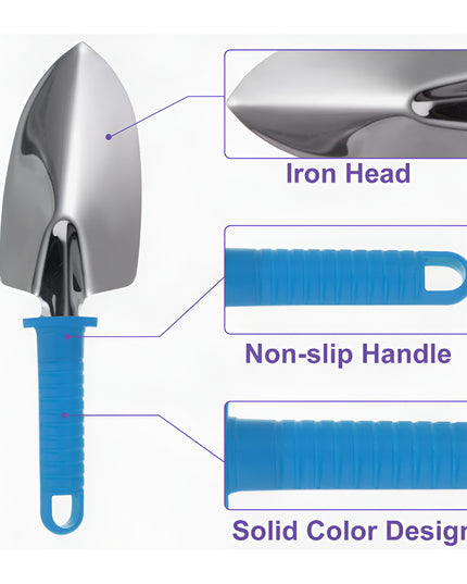 10 Unelte de Gradina, pentru Plantare Prelucrare Sol si Ingrijire Plante, Manere Albastre, Material PVC si Otel Inoxidabil, Inclusa