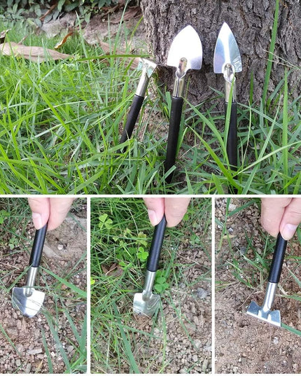 10 Unelte de Gradina, pentru Plantare Prelucrare Sol si Ingrijire Plante, Manere Negre, Material PVC si Otel Inoxidabil, Inclusa