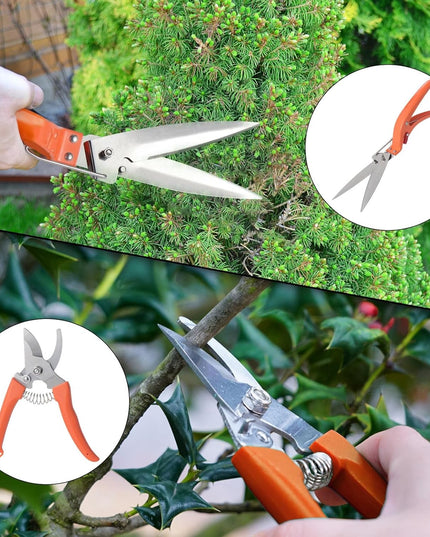 10 Unelte de Gradina, pentru Plantare Prelucrare Sol si Ingrijire Plante, Manere Portocalii, Material PVC si Otel Inoxidabil, Inclusa