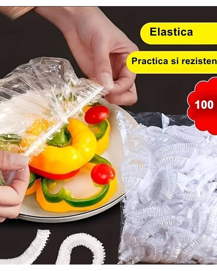 100 Folie de Protectie Elastica pentru Alimente si Boluri material plastic, prospetime, diametrul 12 -
