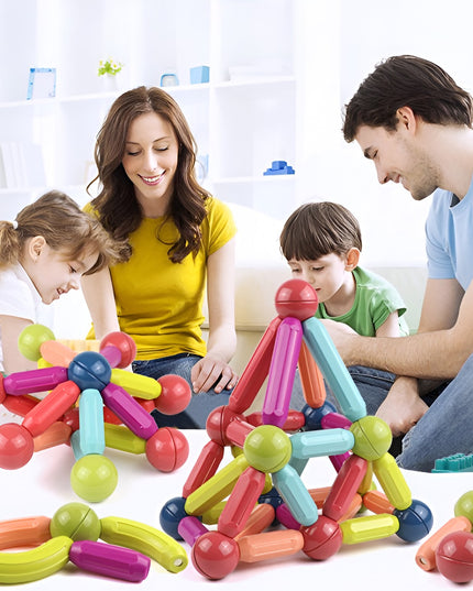 Set 100 Piese Magnetice de Constructie, Magnetic Sticks, Bastonase si Bile, 3 Ani, ABS, Magnet, 24 x 18.5 x 14 cm