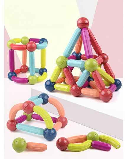 Set 100 Piese Magnetice de Constructie, Magnetic Sticks, Bastonase si Bile, 3 Ani, ABS, Magnet, 24 x 18.5 x 14 cm