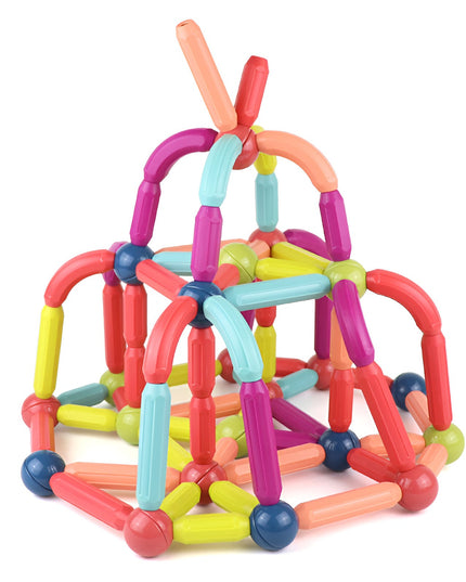 Set 100 Piese Magnetice de Constructie, Magnetic Sticks, Bastonase si Bile, 3 Ani, ABS, Magnet, 24 x 18.5 x 14 cm
