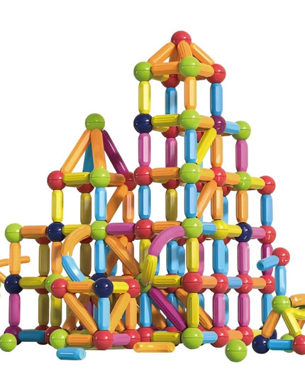 Set 100 Piese Magnetice de Constructie, Magnetic Sticks, Bastonase si Bile, 3 Ani, ABS, Magnet, 24 x 18.5 x 14 cm