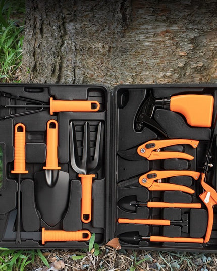 12 accesorii pentru gradinarit geanta depozitare inclusa, otel inoxidabil