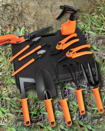 12 accesorii pentru gradinarit geanta depozitare inclusa, otel inoxidabil