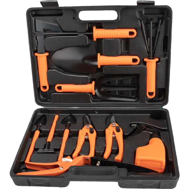 12 accesorii pentru gradinarit geanta depozitare inclusa, otel inoxidabil