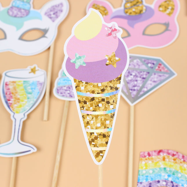 12 Accesorii pentru Petrecere, Props pentru Photo Corner, Tema Aniversare Copii