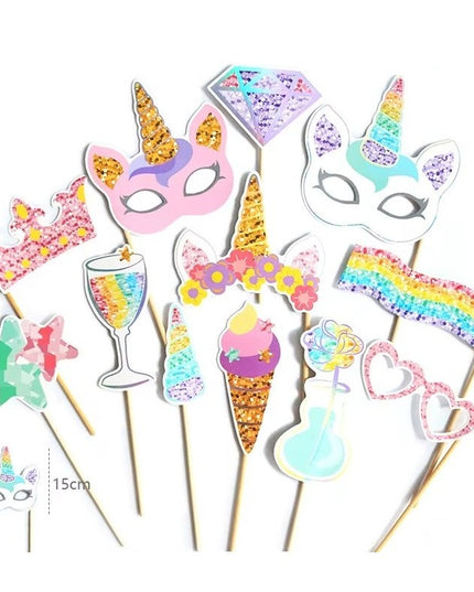 12 Accesorii pentru Petrecere, Props pentru Photo Corner, Tema Aniversare Copii