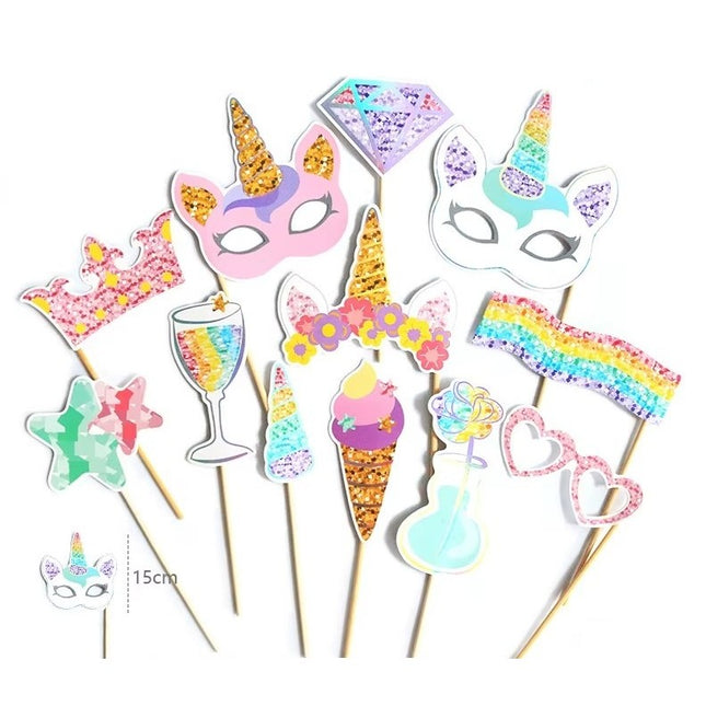 12 Accesorii pentru Petrecere, Props pentru Photo Corner, Tema Aniversare Copii