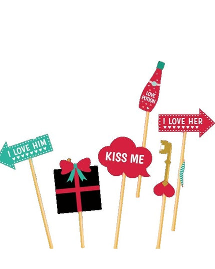 12 Accesorii pentru Petrecere, Props pentru Photo Corner, Tematica Iubire