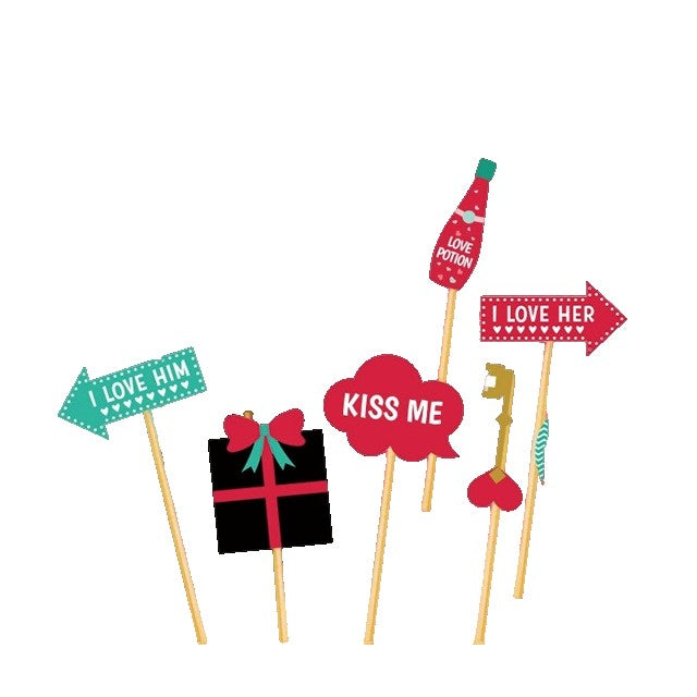 12 Accesorii pentru Petrecere, Props pentru Photo Corner, Tematica Iubire