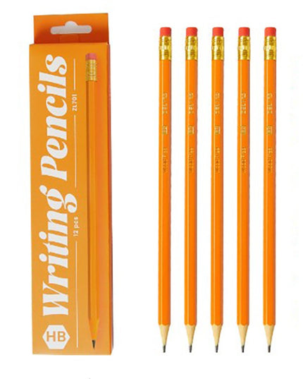 12 Creioane Negre, HB, pentru Scoala, cu Radiera, Model