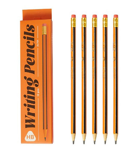 12 Creioane Negre, HB, pentru Scoala, cu Radiera, Model