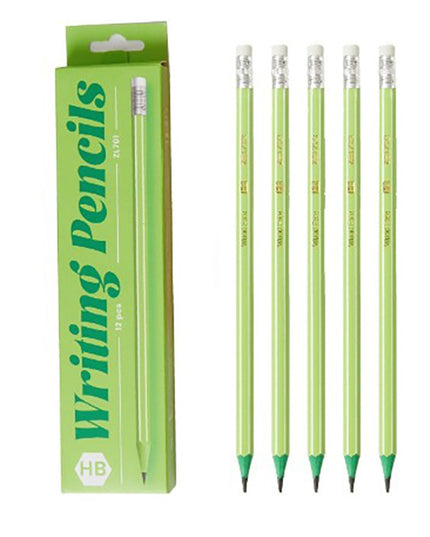 12 Creioane Negre, HB, pentru Scoala, cu Radiera, Model