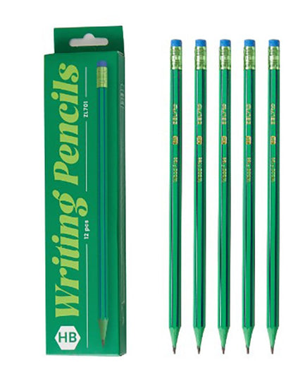 12 Creioane Negre, HB, pentru Scoala, cu Radiera, Model