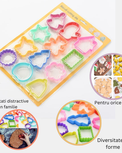 12 forme pentru prajituri material polipropilena, diverse forme, pentru orice ocazie, adancime