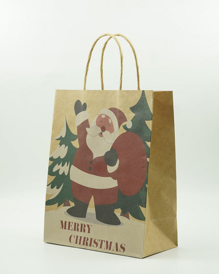 12 Pungi Cadou, Imprimeu Tematica Craciun, Model Random, din Hartie, Impachetare Usoara a Cadourilor