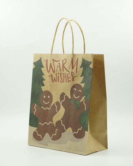 12 Pungi Cadou, Imprimeu Tematica Craciun, Model Random, din Hartie, Impachetare Usoara a Cadourilor