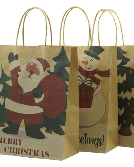 12 Pungi Cadou, Imprimeu Tematica Craciun, Model Random, din Hartie, Impachetare Usoara a Cadourilor