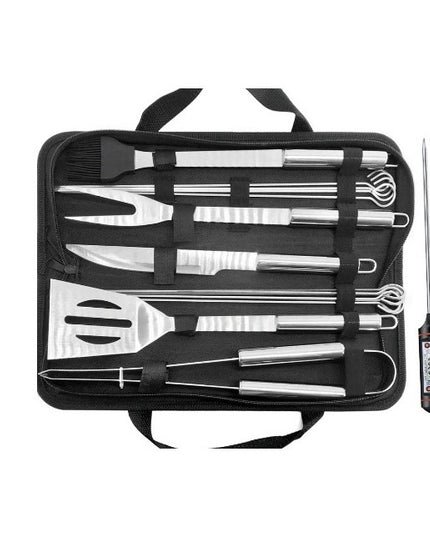 14 Ustensile pentru Gratar cu Termometru, din Otel Inoxidabil, Geanta Oxford