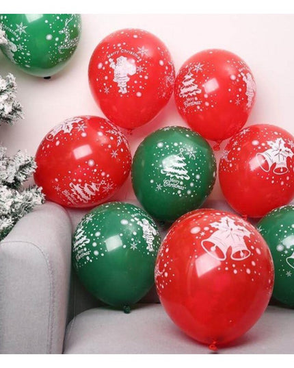 Set 16 Baloane din Latex, Model Merry Christmas, Tematica Craciun, 25 cm