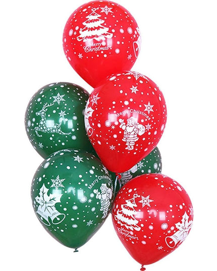 Set 16 Baloane din Latex, Model Merry Christmas, Tematica Craciun, 25 cm