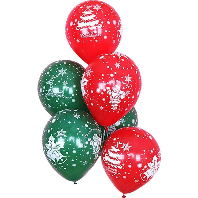 Set 16 Baloane din Latex, Model Merry Christmas, Tematica Craciun, 25 cm