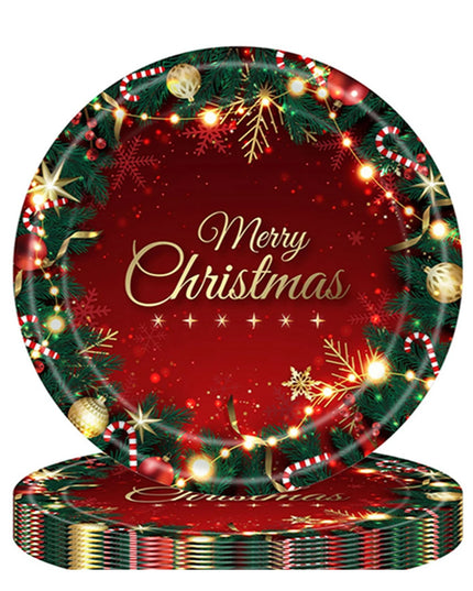 16 Farfurii de Unica Folosinta, Model Merry Christmas, Tematica Craciun