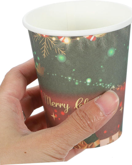 16 Pahare de Unica Folosinta, Model Merry Christmas, Tematica de Craciun