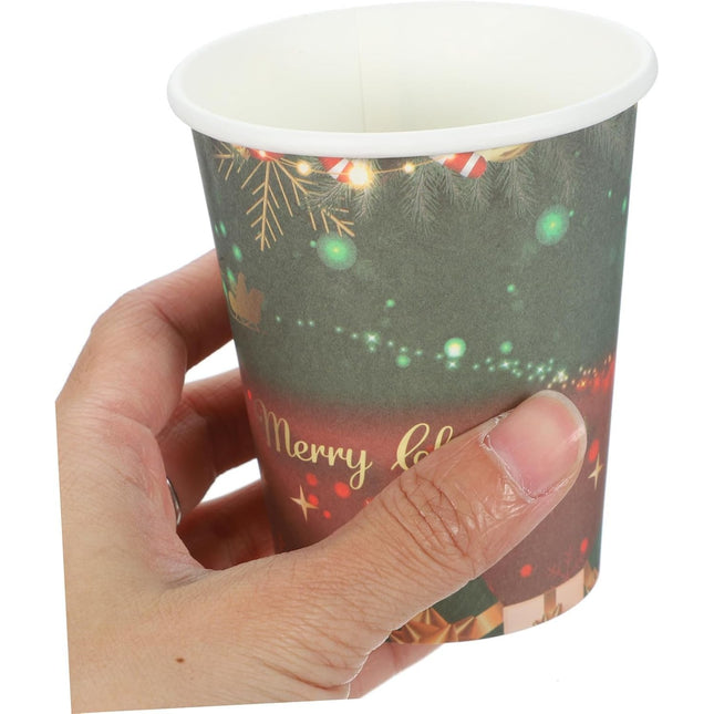 16 Pahare de Unica Folosinta, Model Merry Christmas, Tematica de Craciun