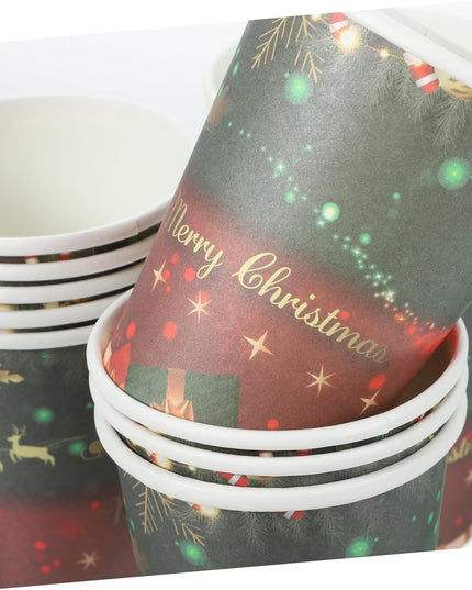 16 Pahare de Unica Folosinta, Model Merry Christmas, Tematica de Craciun