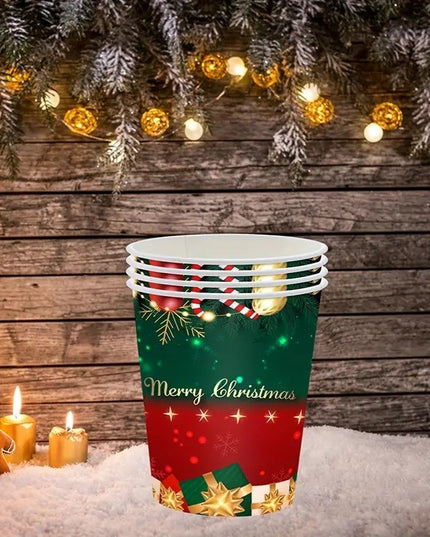 16 Pahare de Unica Folosinta, Model Merry Christmas, Tematica de Craciun