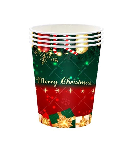 16 Pahare de Unica Folosinta, Model Merry Christmas, Tematica de Craciun