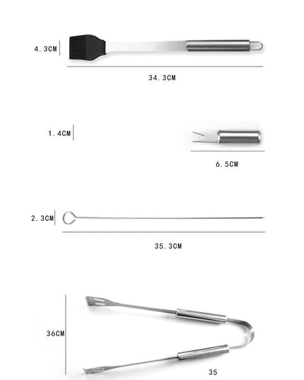 16 Ustensile pentru Gratar, din Otel Inoxidabil, Geanta Oxford