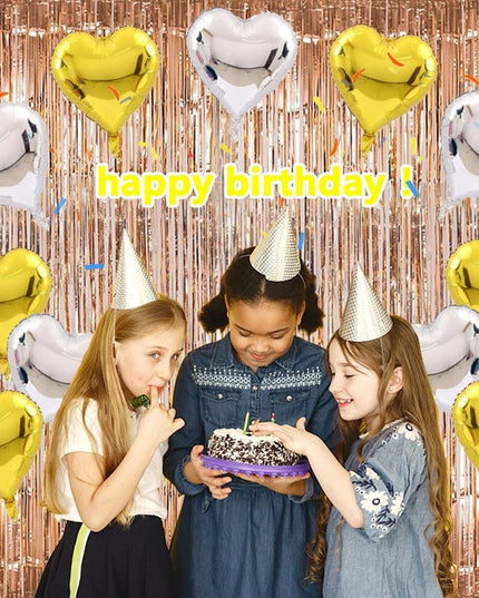 2 Baloane din Folie Metalizata, Model Inimi, Tema Ziua Indragostitilor,Ambalaj Individual, Pai Inclus, Umflare cu Aer sau Heliu